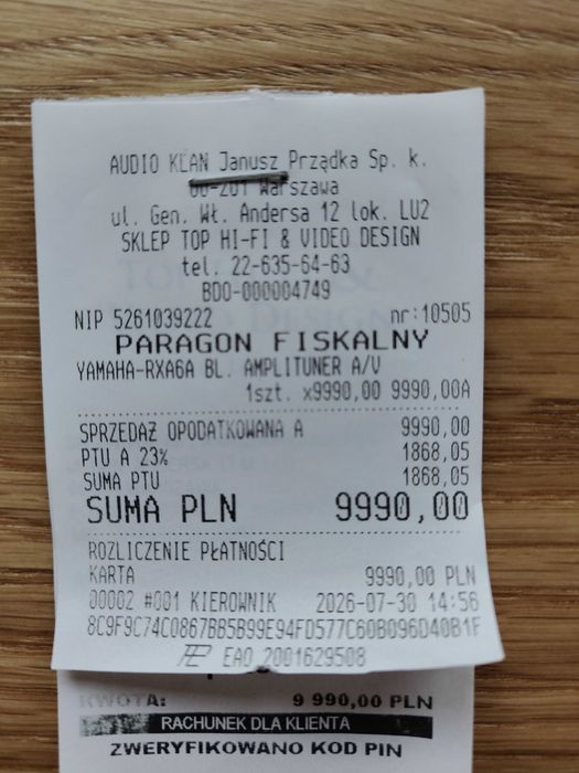 Amplituner Yamaha RX A6A kombajn kina domowego