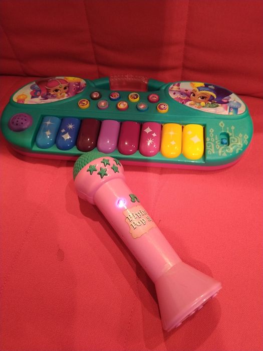 Teclado e microfone com música, brinquedos criança