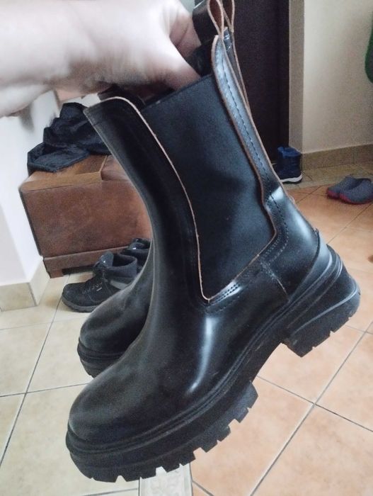 Buty damskie sztyblety skórzane r. duże 37, pasują na 38 jak nowe ZARA