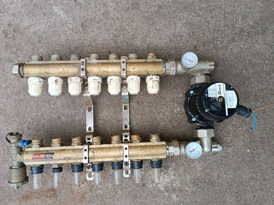 Коллектор теплого пола на 7 контурів Гребенка бронза