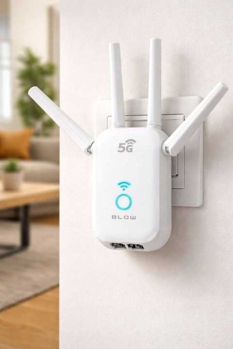 MOCNY Wzmacniacz sygnału Wi-Fi sieci router 5G 2.4 5GHZ repeater WPS