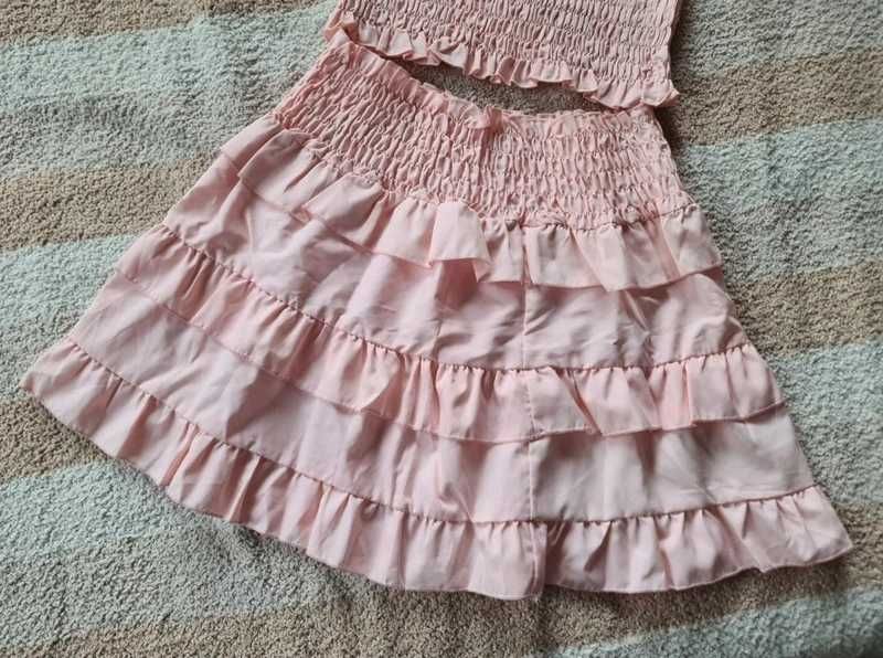 Zestaw komplet Top Spódnica pudrowy róż S