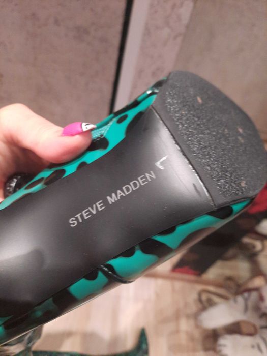 Kozaki  muszkieterki  Steve Madden  panterka  zielona skóra  eko  38