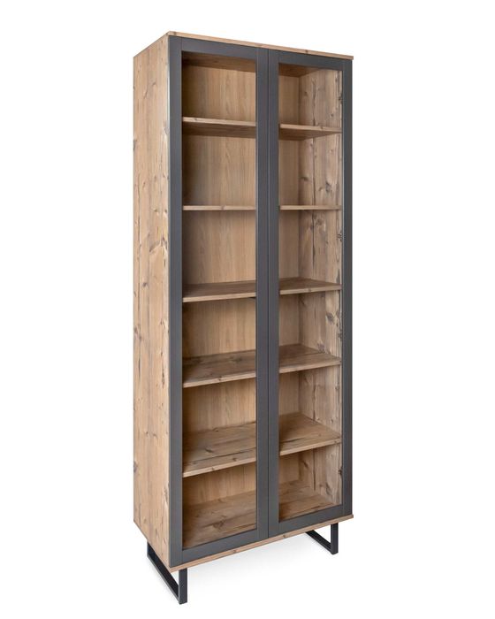 Witryna przeszklona wysoka do salonu 79,5 × 40 × 206,4 cm