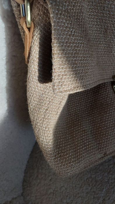 Джутова сумка,натуральна шкіра,плетена сумка