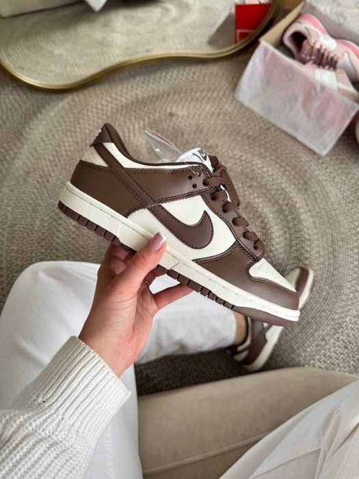 Кросівки Nike Dunk Low Chocolate Brown White (37-45) — жіночі / чоловічі кросівки найк данк, коричневі / білі | кросівки на кожен день
