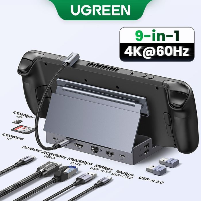 Ugreen 9 в 1 хаб, док-станція / Steam Deck Dock 4K60Hz / PD100W / Hub