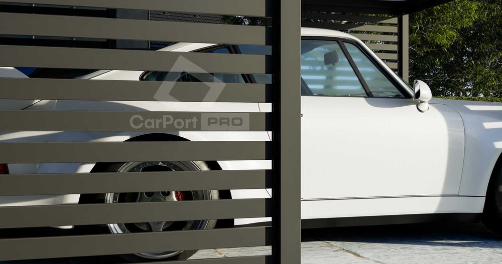 CarPort PREMIUM - wiata samochodowa 6x5,5 - antracyt - zabudowa  CP111