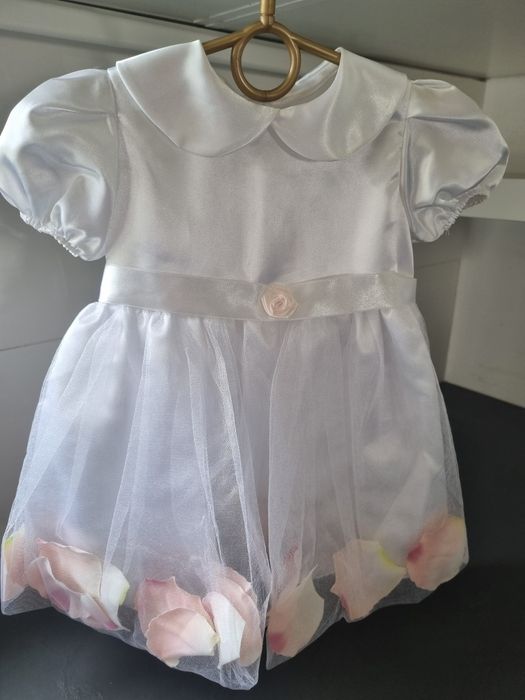 Komplet na chrzet Sukienka na chrzest 68 na lato krotki rękaw bolerko