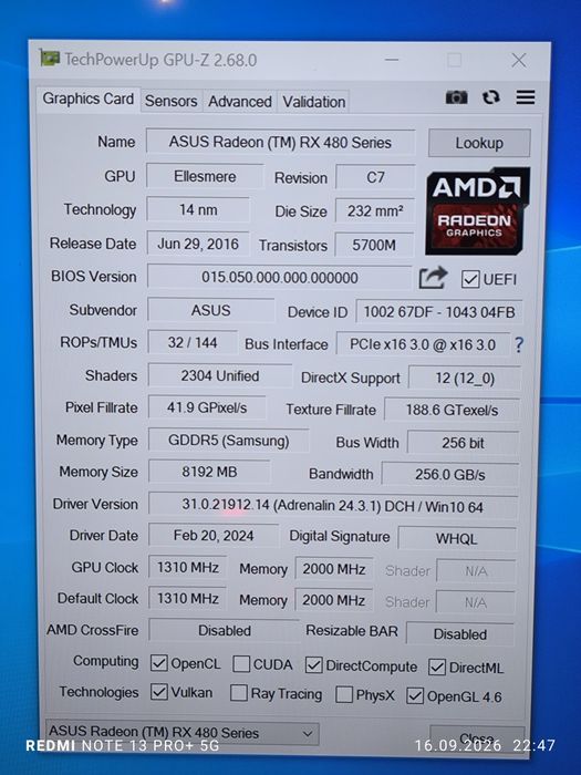 Asus ROG Strix Radeon RX480 8GB