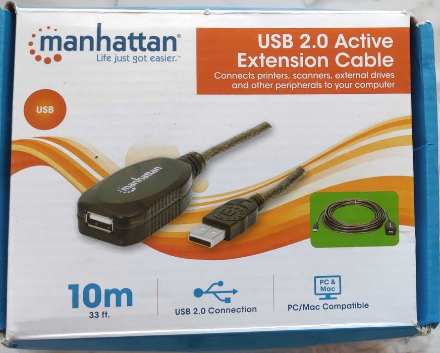 Активний USB подовжувач MANHATTAN USB 2.0 AM/AF 10м