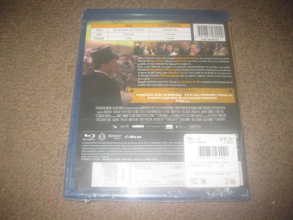 Blu-Ray "O Discurso do Rei" com Colin Firth/Selado!