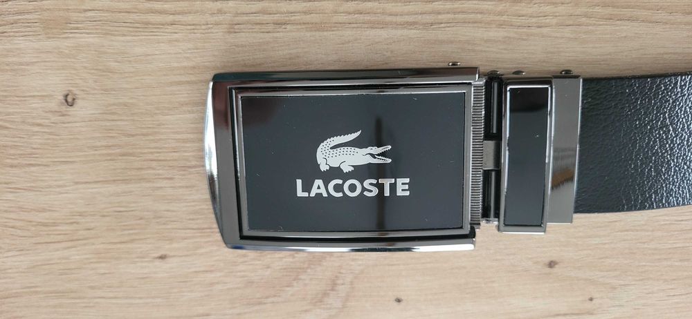 LACOSTE elegancki pasek do spodni automatyczny skóra 100% 40/125