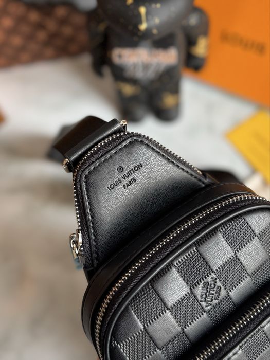 Сумка мужская черная Louis Vuitton Sling Bag Avenue Луи Витон кожа LV