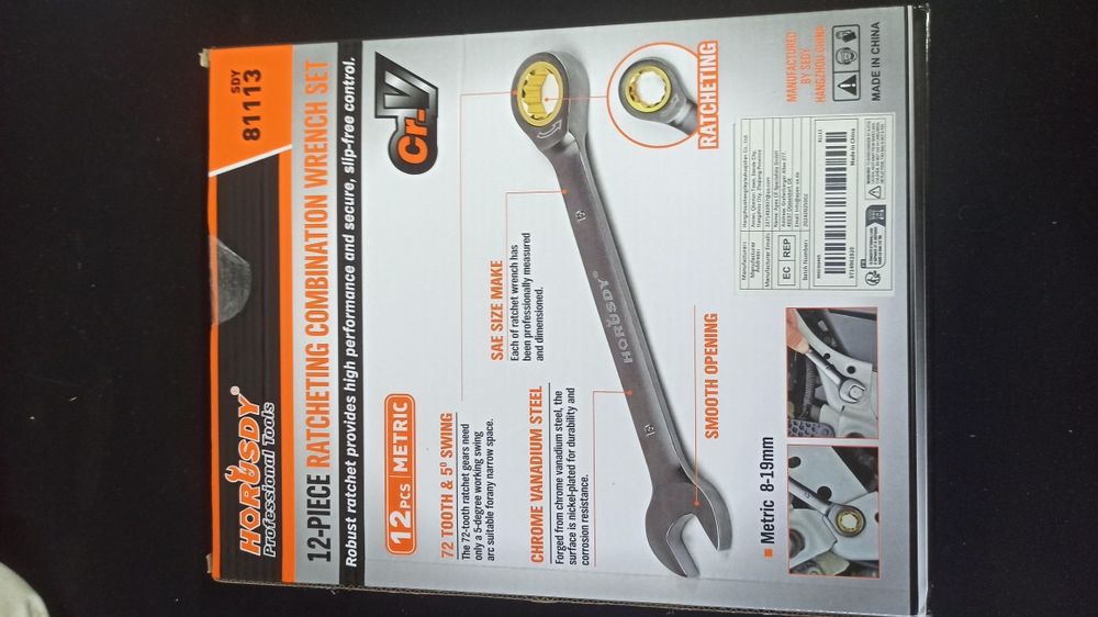 Набір ключів з тріскачкою 8-19 мм Horusdy