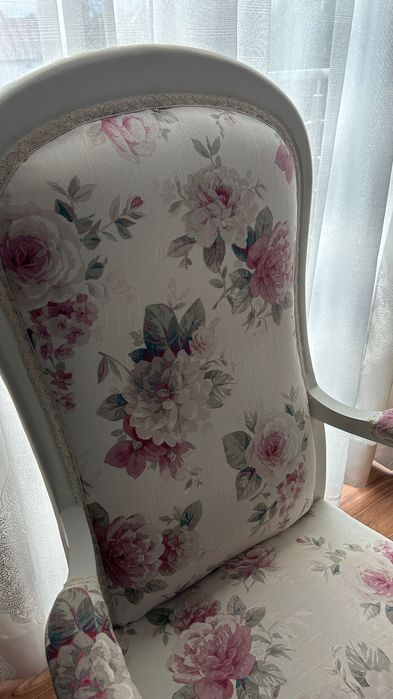 Fotel stylowy z podnóżkiem | Shabby Chic / Prowansalski | Komplet
