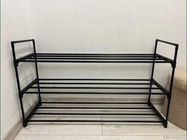 2x Szafka na Buty Regał 3 Poziomy Organizer 92cm Czarna NOWA SOLIDNA