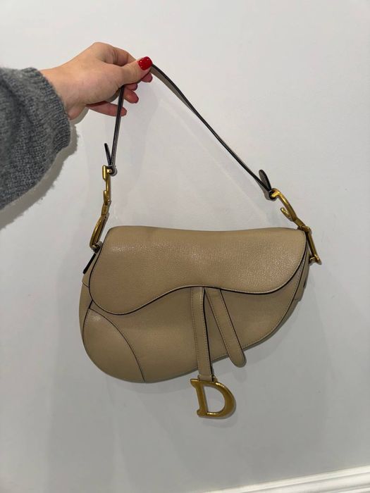 Dior Saddle оригинал | Бежевая кожаная сумка
