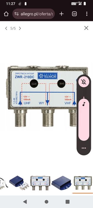 Sumator zwrotnica  ZWR-210 DC TELMOR DVB-T możliwość zakupu 8szt 250zl