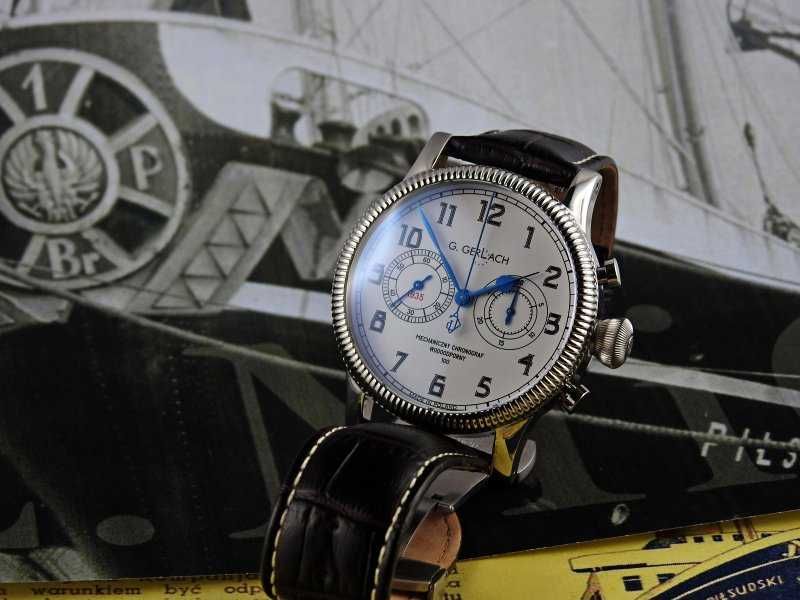 Zegarek męski m/s Piłsudski - chronograf mechaniczny. G. Gerlach NOWY