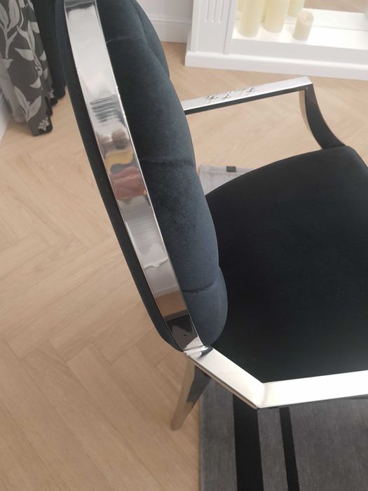 Piękna Para Foteli, czarny welur + chrom, PRIMAVERA HOME, idealne