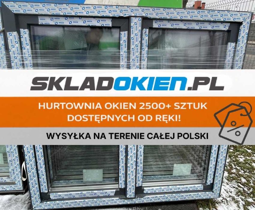 Okno PVC PCV 146x140 / 150x140 ANTRACYT 2 skrzydłowe 3 szyby HIT cena!