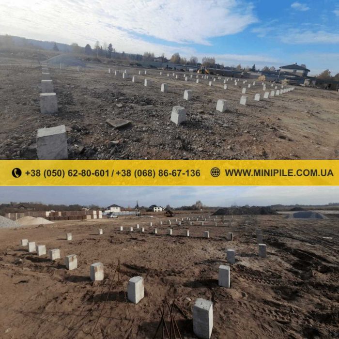 Фундамент для Модульних, Каркасних, Будинків з цегли, Забивка свай