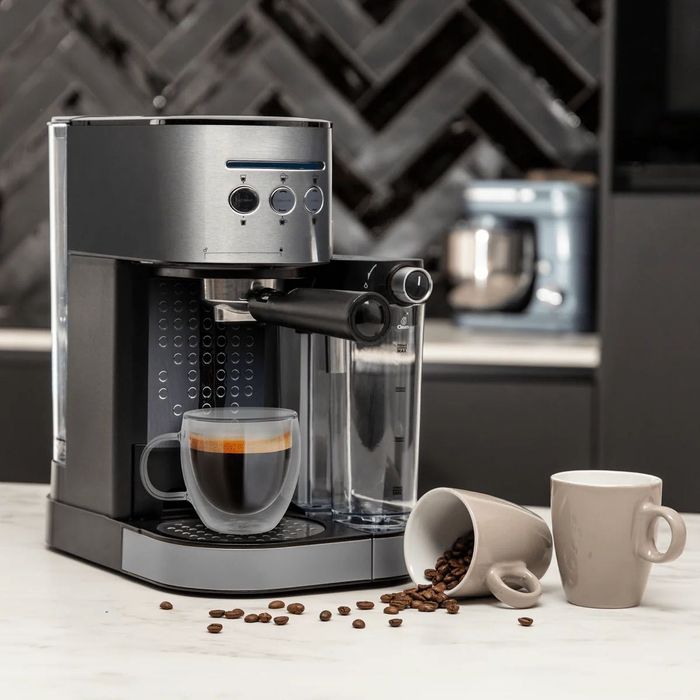 Kolbowy ekspres ciśnieniowy BluMill Caffee machine 1470 W srebrny