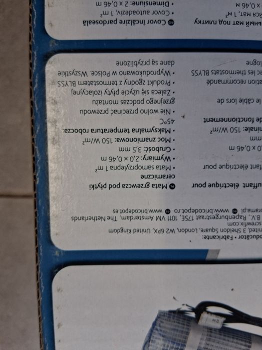 Mata grzewcza pod plytki ze sterownikiem