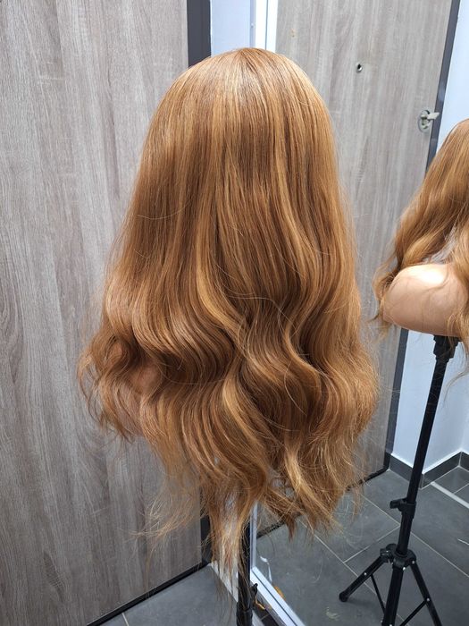 Peruka Kręcona Długa Ruda Na Siatce Lace Front Wig