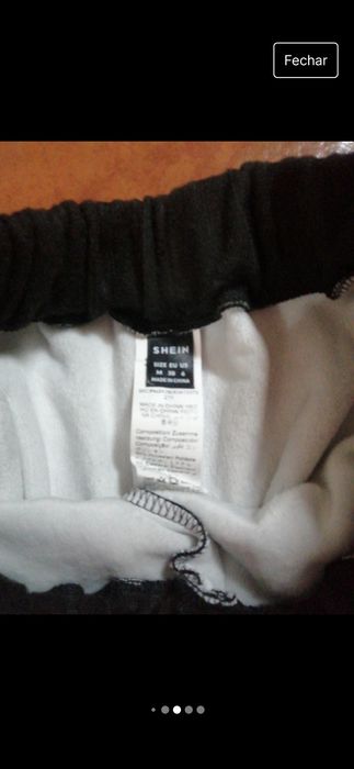 Calças cardadas preto, Shein, M, novas.