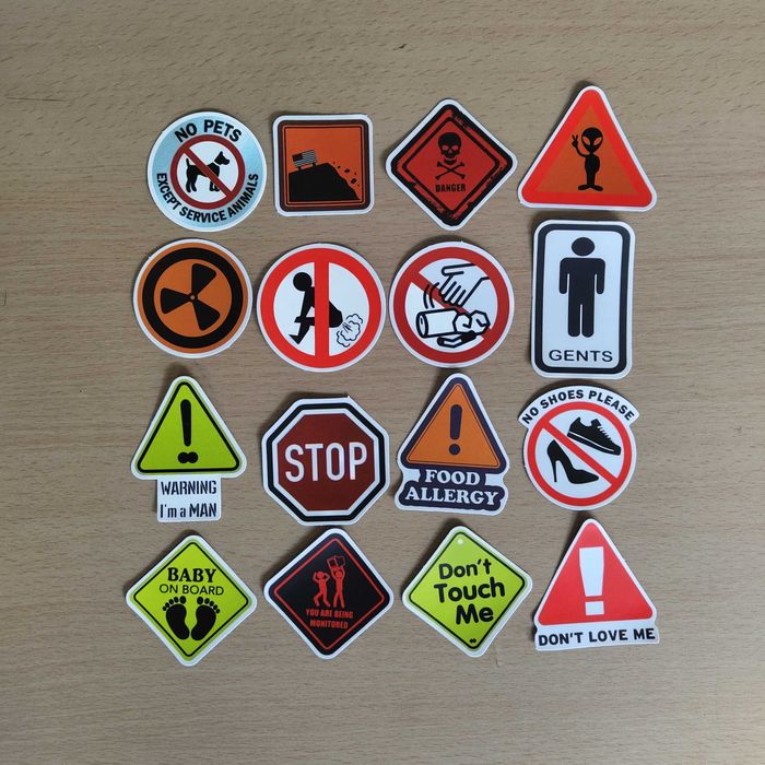 50 Autocolantes Stickers Avisos Warning