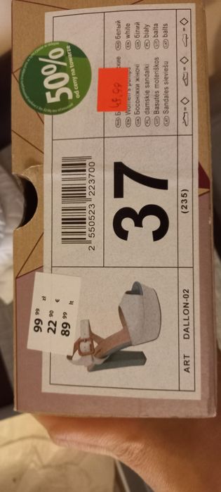 Sandałki na koturnie roz. 37 biało błękitne wysokie