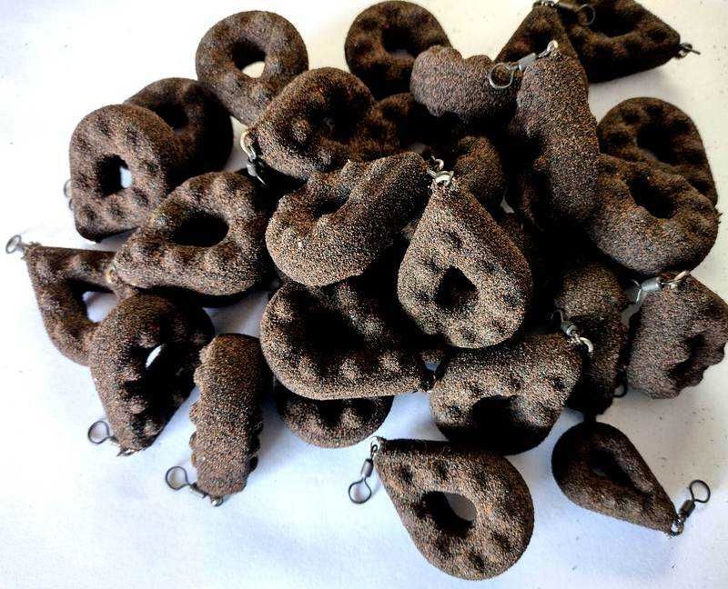 Ciężarki wędkarskie karpiowe grippa 100g x 10sztuk Brązowe.