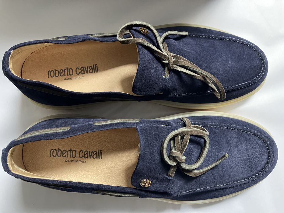 Roberto Cavalli meskie mokasyny skorzane granatowe roz.44