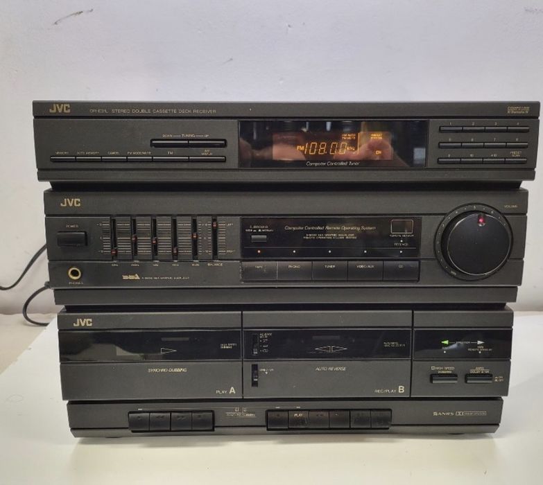 Стерео башта JVC DR-E5LBK з подвійною касетною декою