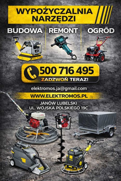 Wypożyczalnia sprzętu budowlanego I ogrodniczego
