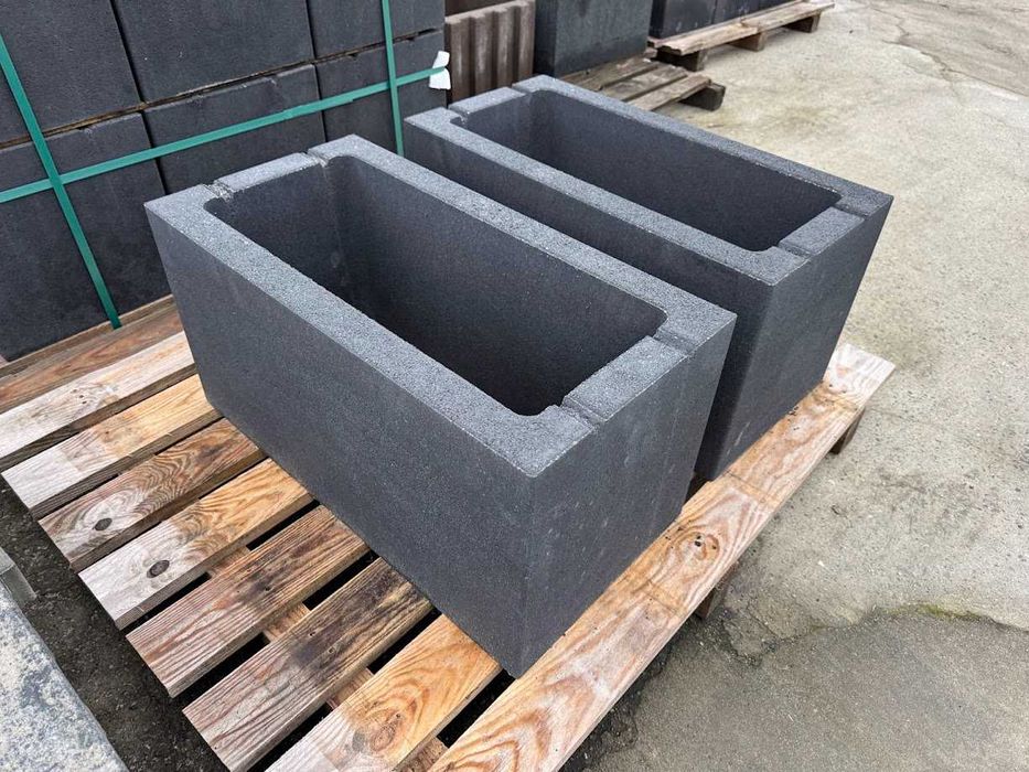Donica betonowa ogrodowa JADAR 35x70x35 cm grafit szary brązowy