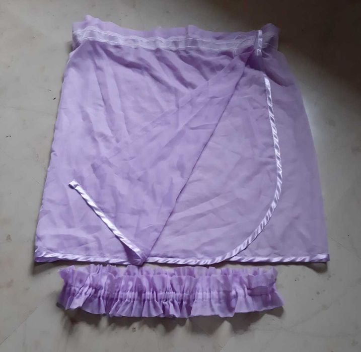 Nowa firana woal róż-fiolet na okno 150 cm o wysokości 85 cm