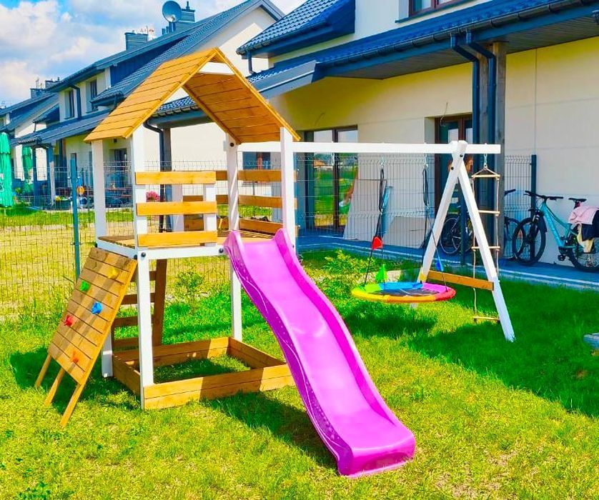 Drewniany Plac Zabaw - PROMOCJA -TIMON - Domek - Huśtawka