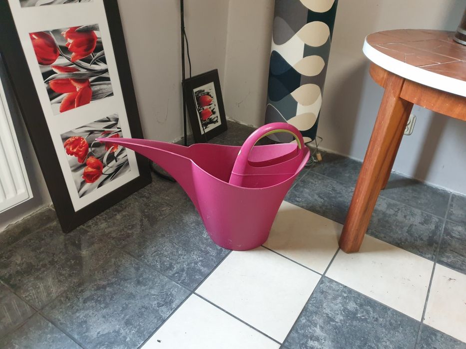 Stary drewniany Stolik okrągły blat wyłożony ceramiką