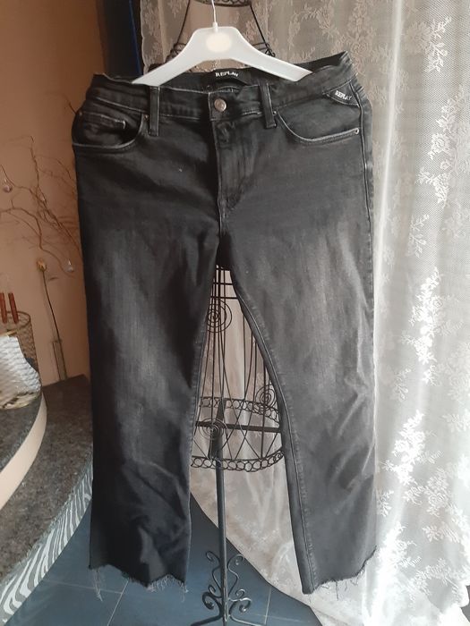 Spodnie Replay 27 carlida damskie rozszerzane czarne szare jeans denim