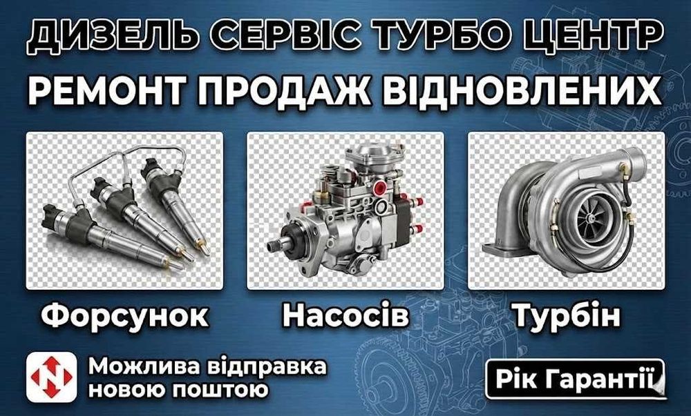 Ремонт дизельних форсунок, ТНВД і турбін — Гарантія Рік часу