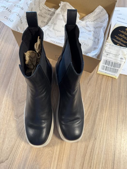Buty botki Ryłko skórzane na platformie na obcasie RKO