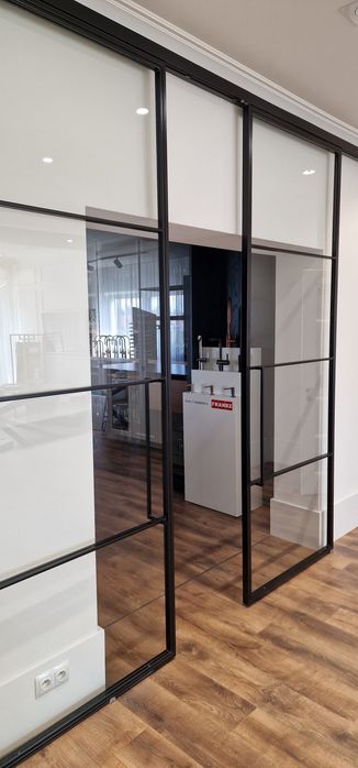 Drzwi przesuwne metalowe szklane loft