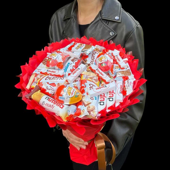 Słodki bukiet ze slodyczy Kinder. Prezent na Urodziny, Komunia, Ślub