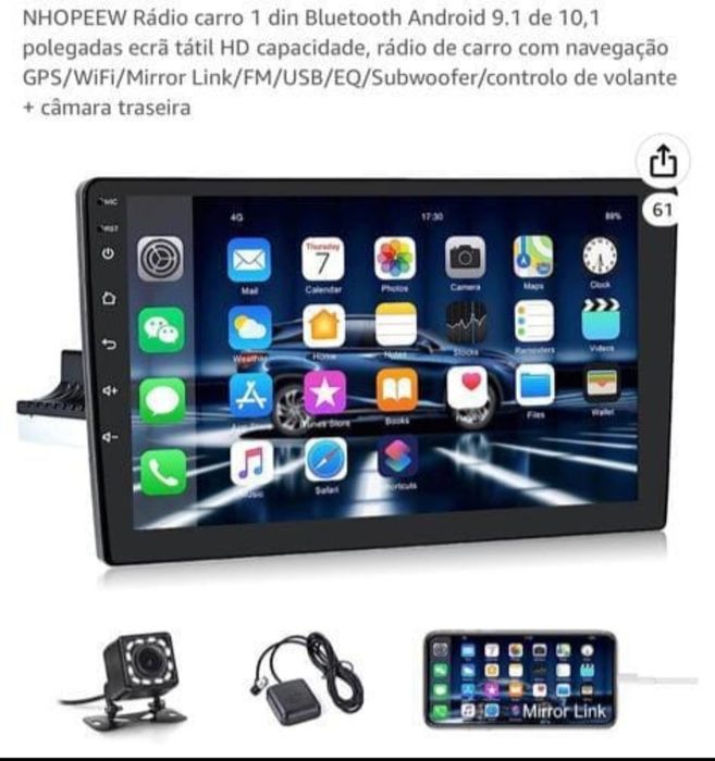 Vendo rádio 1din de 10 polegadas com gps câmara de ré novo nunca usado