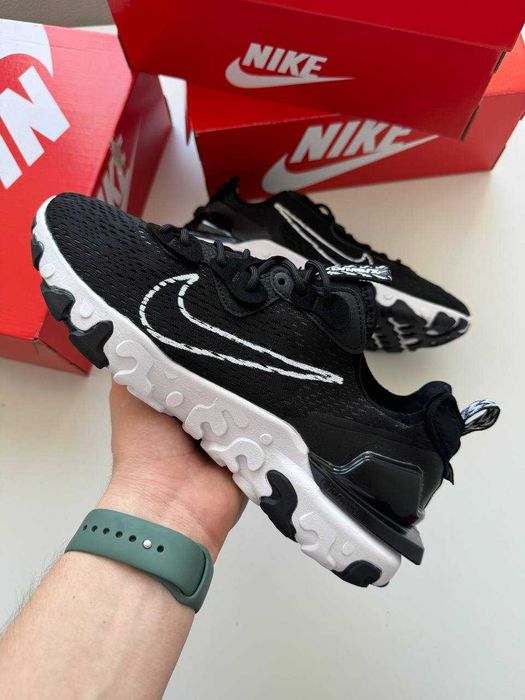 Чоловічі кросівки Nike React Vision "Black-White" ND. Розміри 40-45
