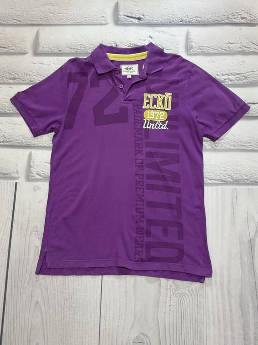 Поло Ecko Unltd фіолетове з логотипом 1972, розмір M