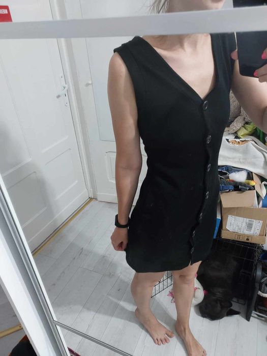 Sukienka na guziki mała czarna M